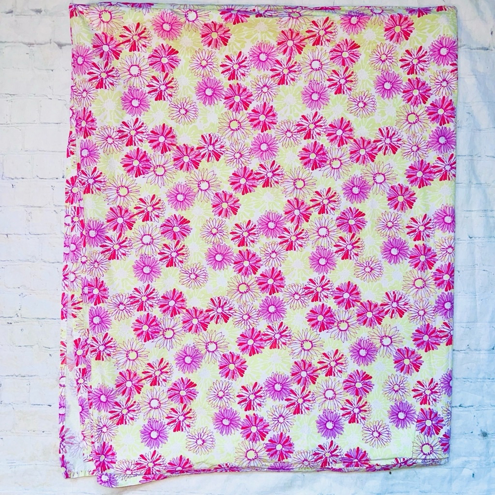 EUC LL Bean Floral Pink Yellow Floral Daisy Print Twin Flat Top Sheet